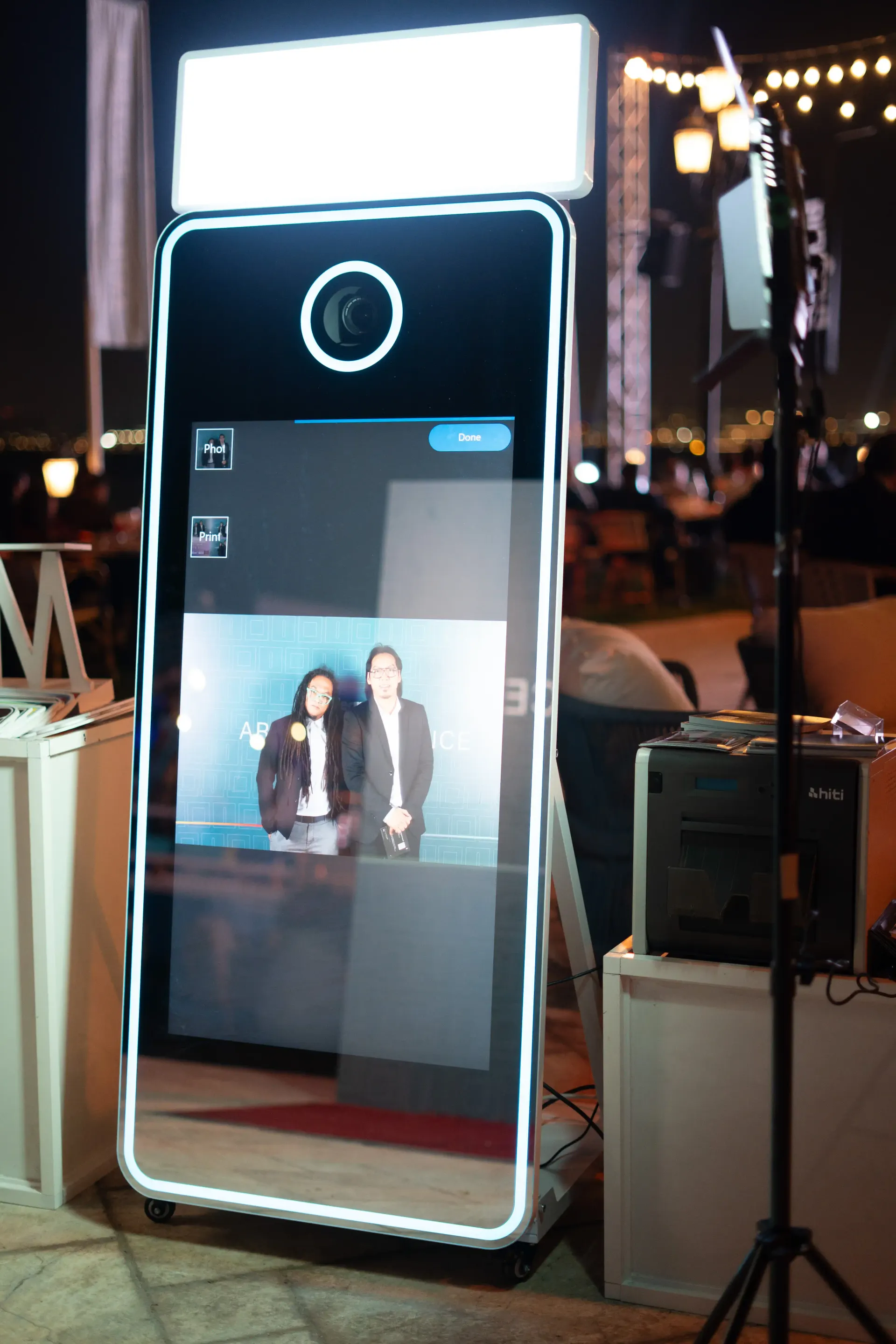 Futuristic digital interface showing AI image enhancement processes in magenta and violet